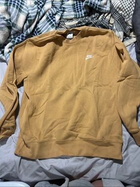 Nike Crewneck Sweatshirt in Caramel Tan with White Logo
